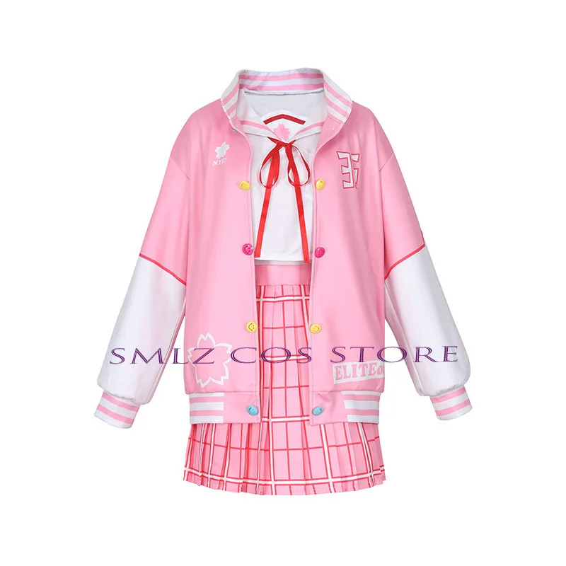 Sakura Miko Cosplay Anime Vtuber Hololive Costume Uniform Dress Pink JK Wig Set Halloween Party Lolita Outfit for Women