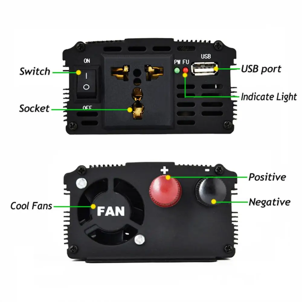 

Peak Car Inverter Voltage Transformer Converter Dc12V /24V/48V/60V To 220V 110V Solar Inversor Modified Sine Wave