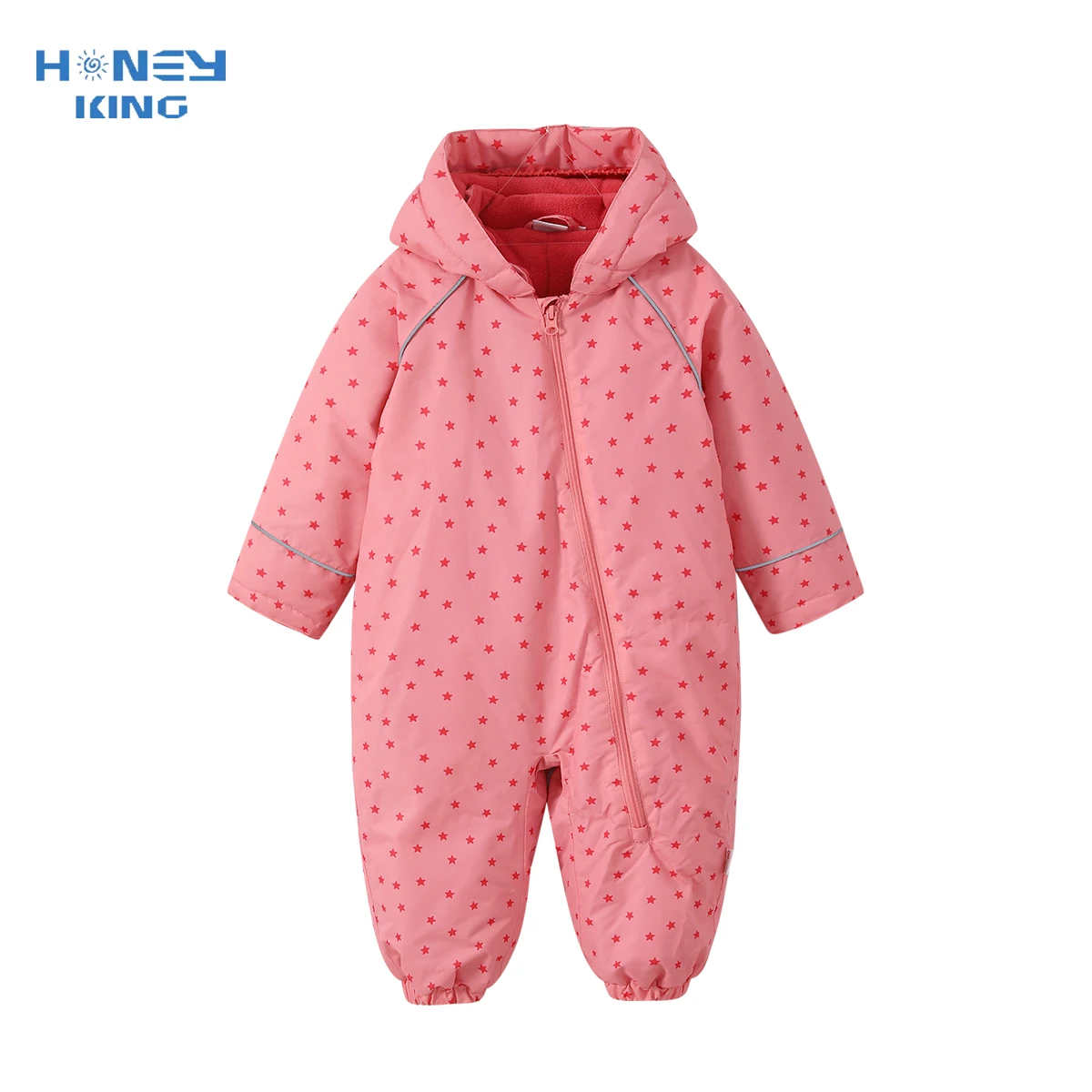 HONEYKING Baby Softshell Overalls One-piece Romper Outdoor Hooded Coveralls Fleece Waterproof Ski Jumpsuit Snow Clothes Playsuit