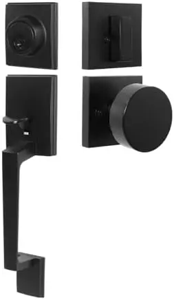 

Современный комплект замков для входной двери с ручкой и засовом, цинковый сплав, матовый черный (8012)