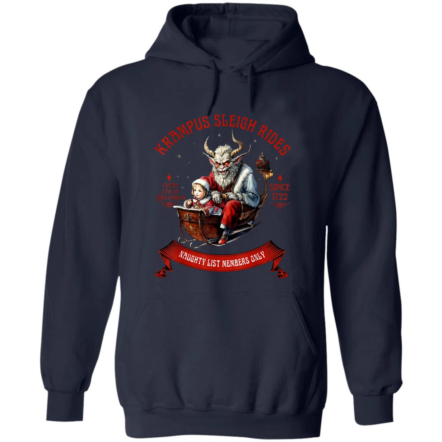 Krampus Sleigh Rides Merry Krampus Christmas Horror Pullover Hoodie New 100% Cotton Comfortable Casual Mens Xmas Gift Sweatshirt