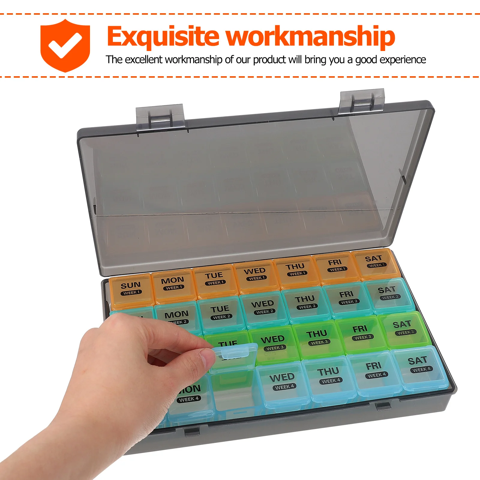 

1 комплект, портативный ящик для хранения лекарств, еженедельный органайзер с несколькими отделениями, диспенсер большой емкости, дорожный футляр для использования на открытом воздухе