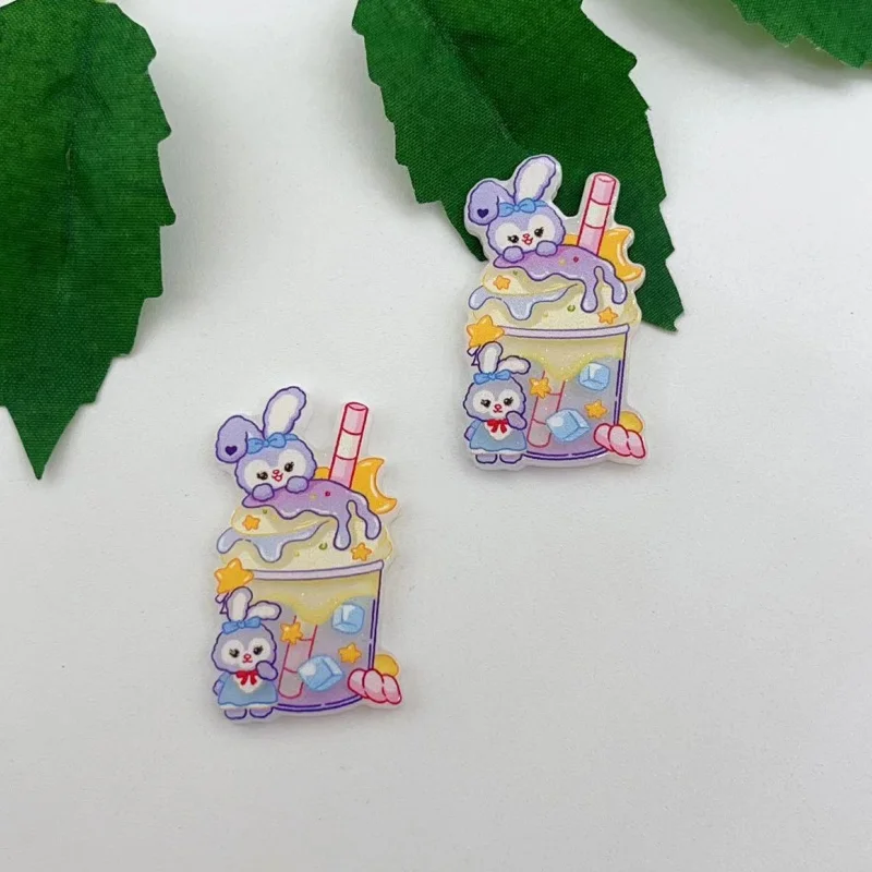 10pcs Cartoon Animal Ice Cream Cat Rabbit Dog Series Acrylic Flat  Hair Refrigerator Patch Accessories Wholesale