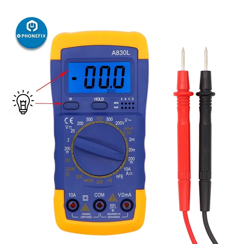 Multimetro digitale LCD universale Tester di corrente di tensione Mini metro per test di riparazione della scheda madre del telefono cellulare per principianti