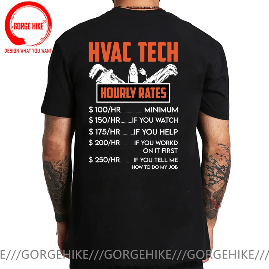 HVAC Tech Hourly Rates Design Gift Tee Shirt Funny HVAC Technician Father Premium T-Shirt Rife T-Shirt Tops T Shirt For Boy Tees