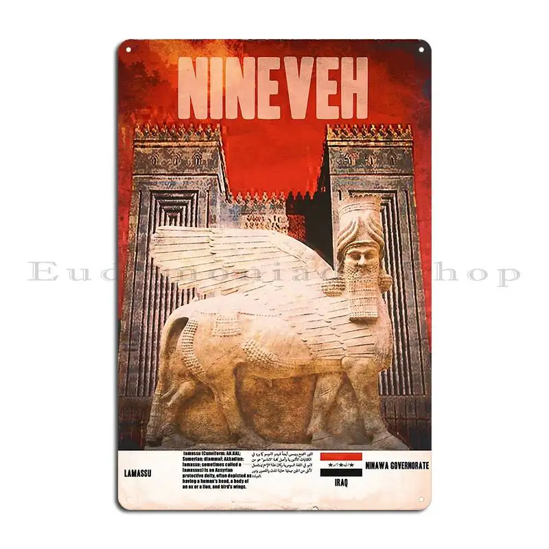 Nineveh Lamassu Metal Plaque Poster Wall Club Bar Garage Cinema Customized Tin Sign Poster