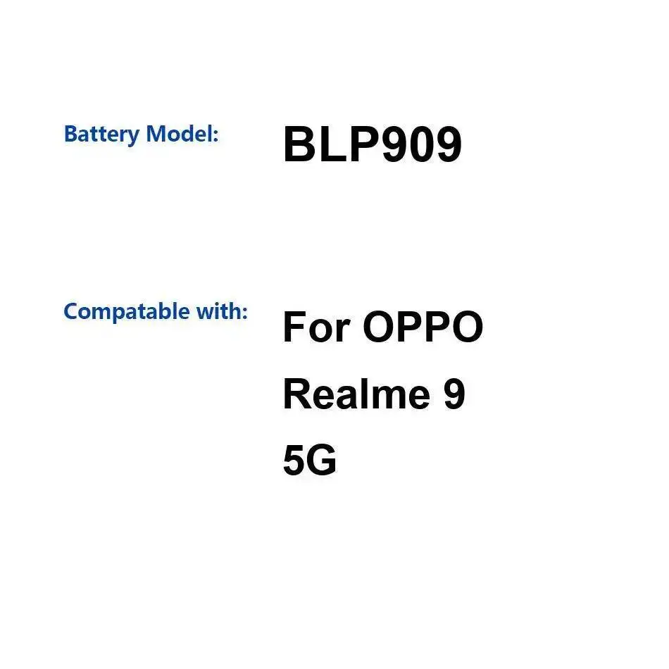 

Mobile Phone Battery 5000Mah For Oppo Realme 9 5G BLP909 Stable