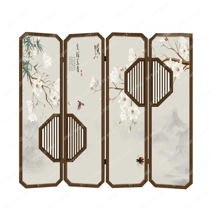 TA Modern Chinese screen partition, living room folding screen foldable mobile solid wood hall partition