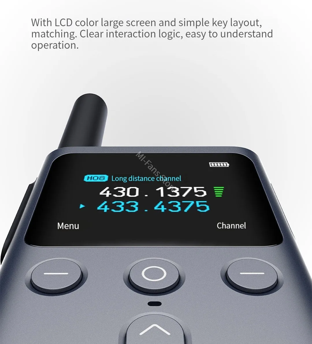 Walkie Talkie MIJIA 2S con Pantalla a Color de 1.77'', Potencia de 4W, 120 Horas de Autonomía, Modo Dual, Distancia de L