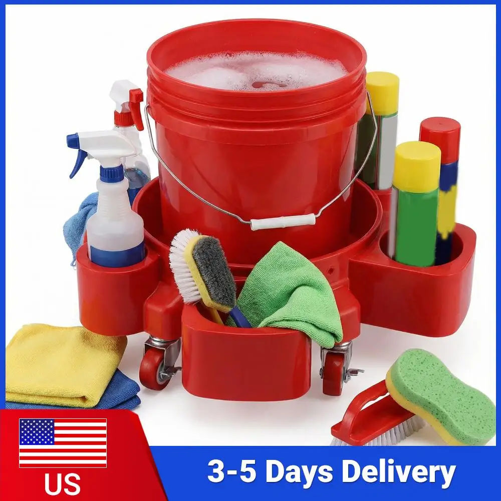 

Ведро для мойки с 5 колесами и 2 фиксируемыми роликами, сверхпрочное, на колесиках, для детальной очистки, подходит для стандартных ведер объемом от 3,5 до 5 галлонов