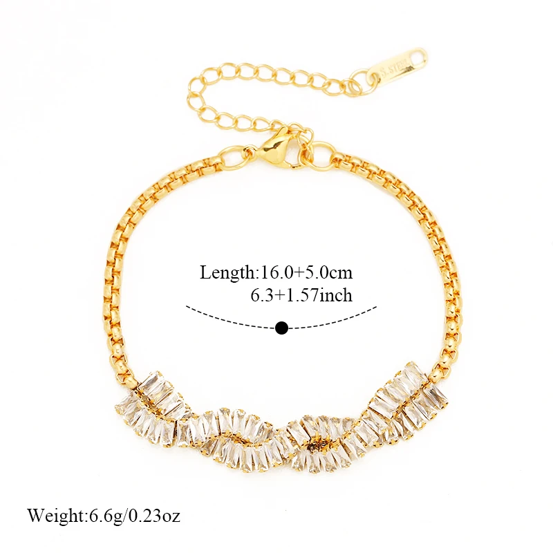EILIECK 316L Edelstahl Luxus Gedrehtes Zirkonia Kettenarmband für Damen, Trendiges Handgelenk-Schmuckstück, Wasserdichtes Geschenk – Detail 8