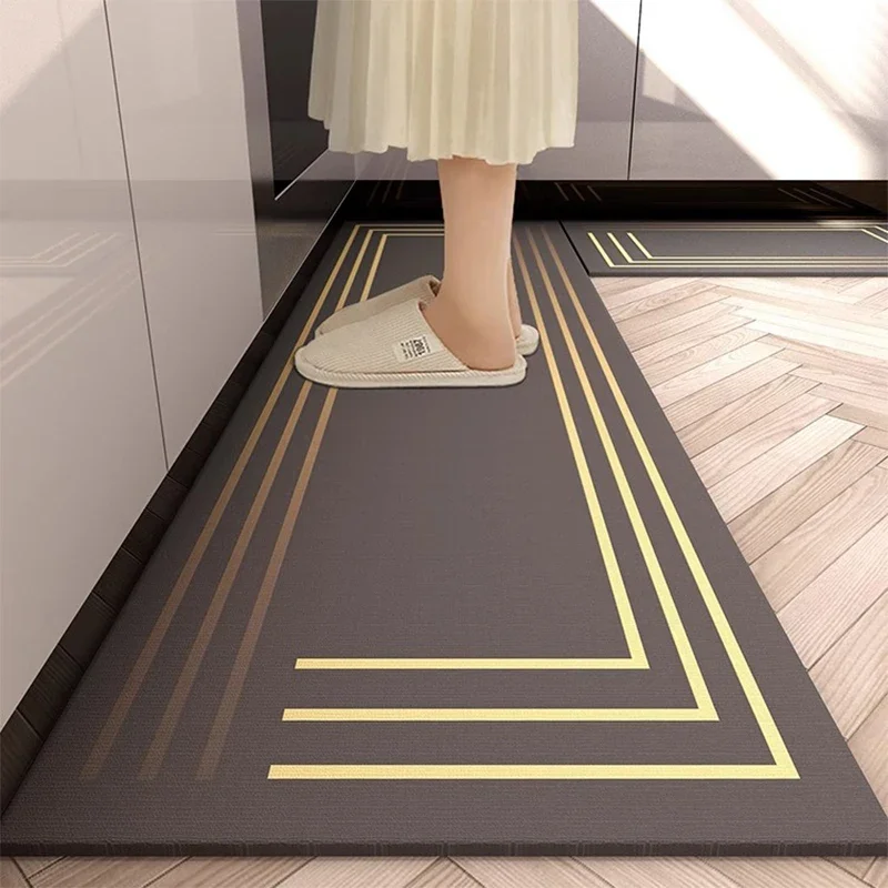 

Long Kitchen Carpet Anti-slip Oil-proof Floor Mat Pvc Leather Waterproof Mats Striped Style Decorative Rug Alfombra De Cocina