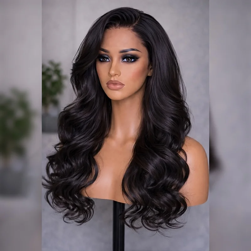 5X5 big wave front lace wig,Brazilian real pre-pulled hair,pre-cut high definitiontransparent lace to create a natural hairline,