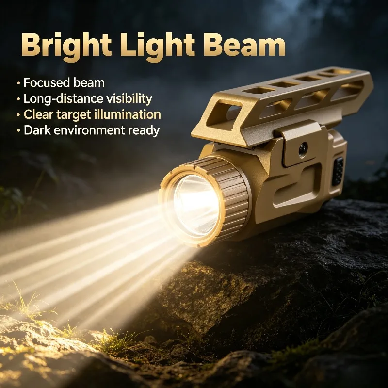 Outdoor Activity Lighting 800LM LED Flashlight USB Rechargeable Quick Release 20MM Rail Support