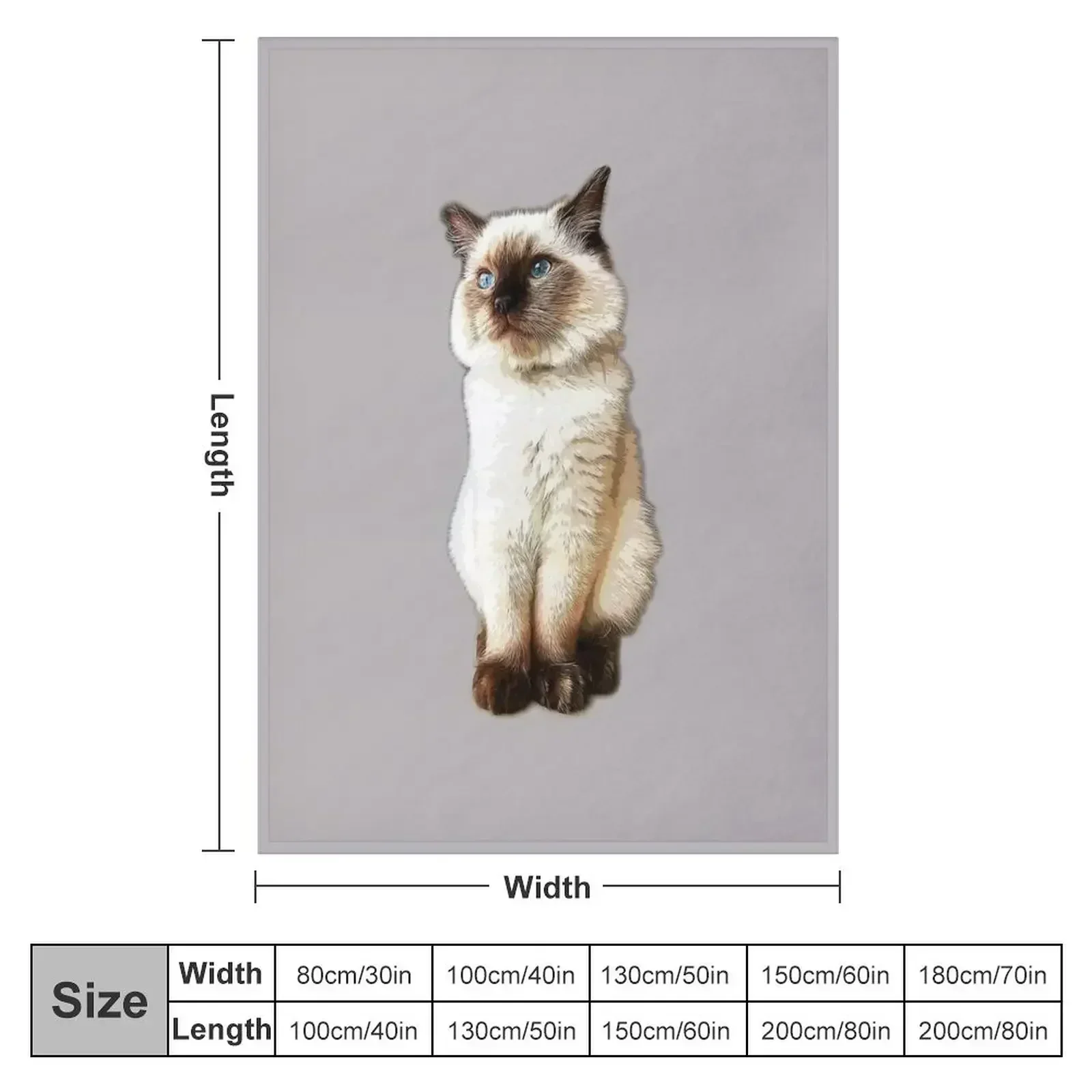 Ragdoll Cat Rag Doll Kitten Birman Seal Point Throw Blanket couch cozy soft plush fuzzy picnic outdoor blanket