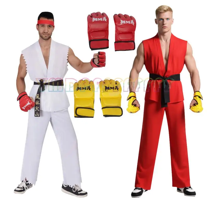 Anime spot current fighters Ken cosplay game Street Fighter Longsheng Dragon Fist full set of clothes white red set including gl