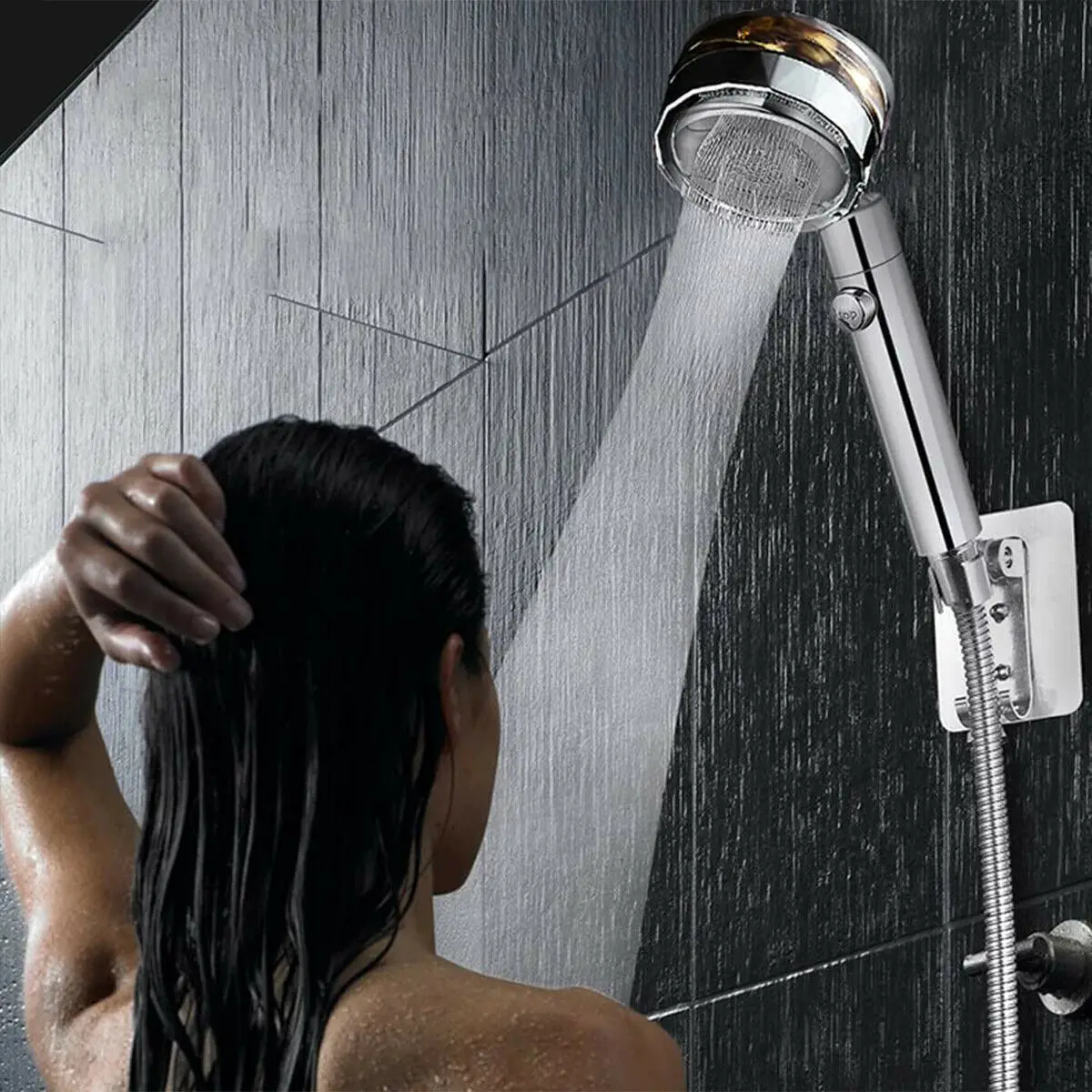 New Turbo Propeller Shower Head Water Saving High Preassure Flow 360 Degrees with Fan Extension Showerhead Rainfall with Holder