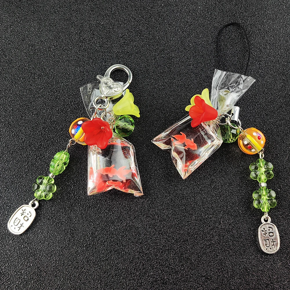 Handmade Y2K Charms Phone Pendant Cute Fish Sweet Girl Phone Lanyard Keychain For Camera Girl Bag Schoolbag Ins Korea Jewelry