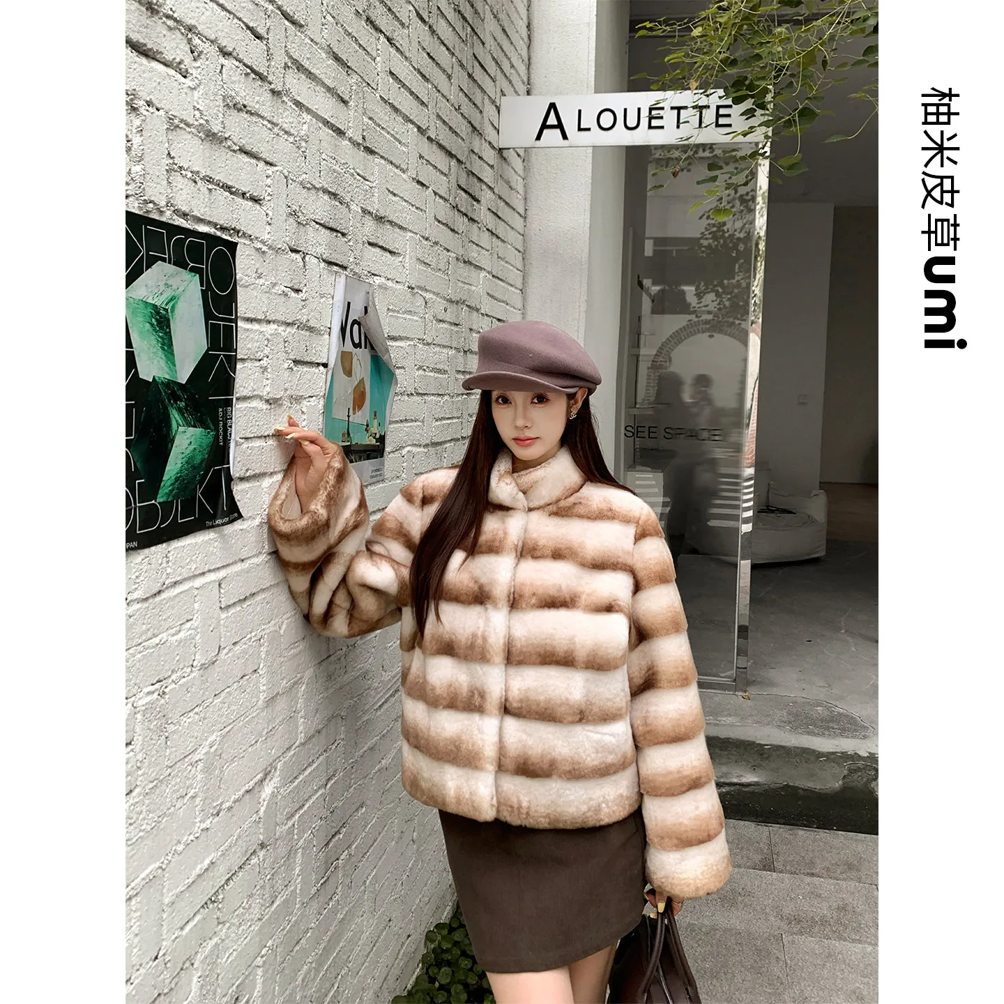 BFFUR Winter Women Rabbit Fur Jackets Real Rex Rabbit Fur Coat Temperament Women's Warm Casual Streetwear Coat