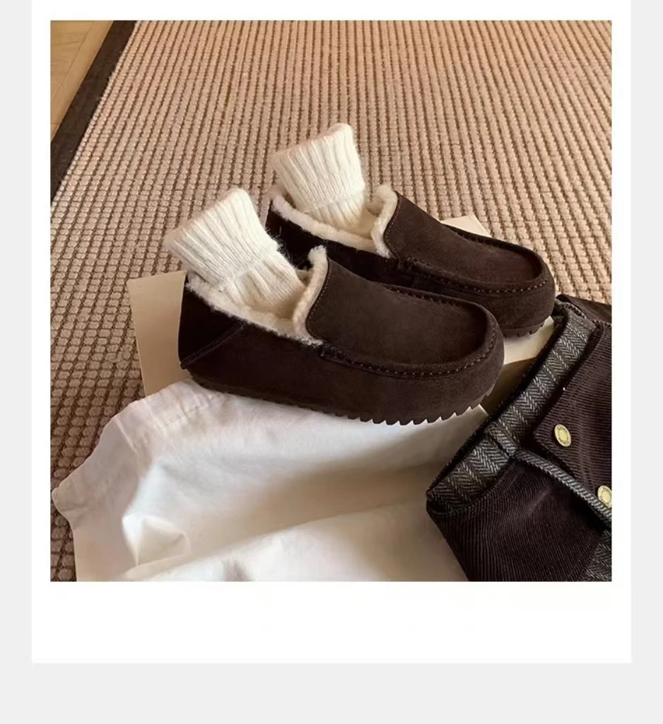 

Flats Women's Loafers Shoes Suede Casual Sport Shoes 2025 New Cozy Winter Running Cotton Shoes Warm Walking Mujer Zapatillas