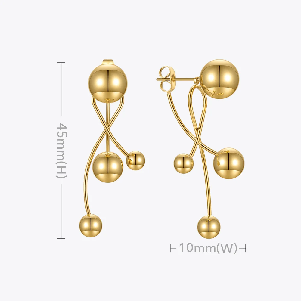 ENFASHION Removable Balls Plant Earrings For Women Gold Color Drop Earring Stainless Steel Fashion Jewelry Pendientes E211255