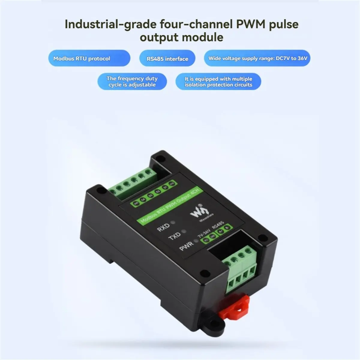 L77A  Industrial 4-CH PWM Pulse Output Module Modbus RTU Protocol RS485 Interface Adjustable Frequency