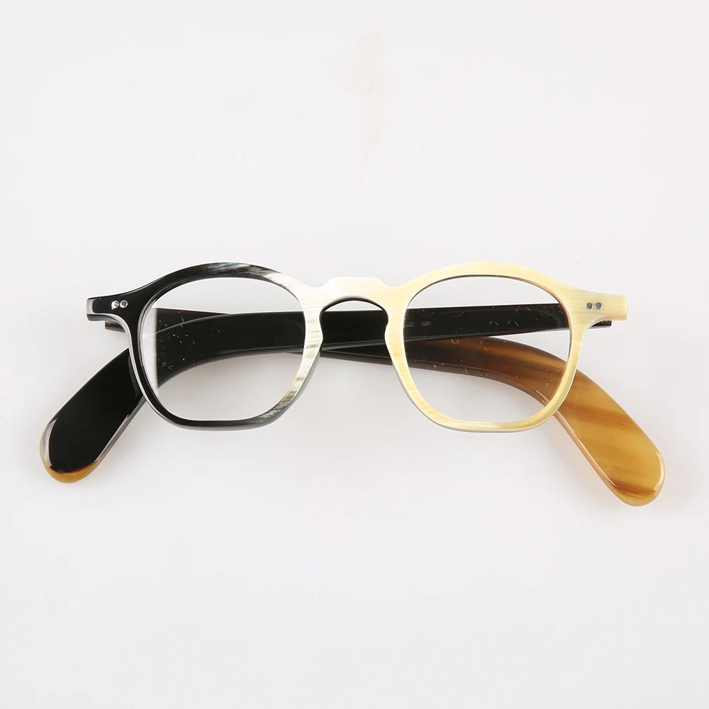 

Eyeglass Frames Unique Square Rivets Vintage Clear Handmade Black White Horn Prescription Glasses Frames Optical Lenses Eyegwear