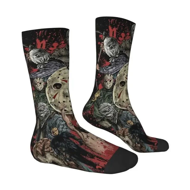 Y2K Mask Killer Horror Movie Men Women Crew Unisex Novelty Spring Summer Autumn Winter Dress Socks