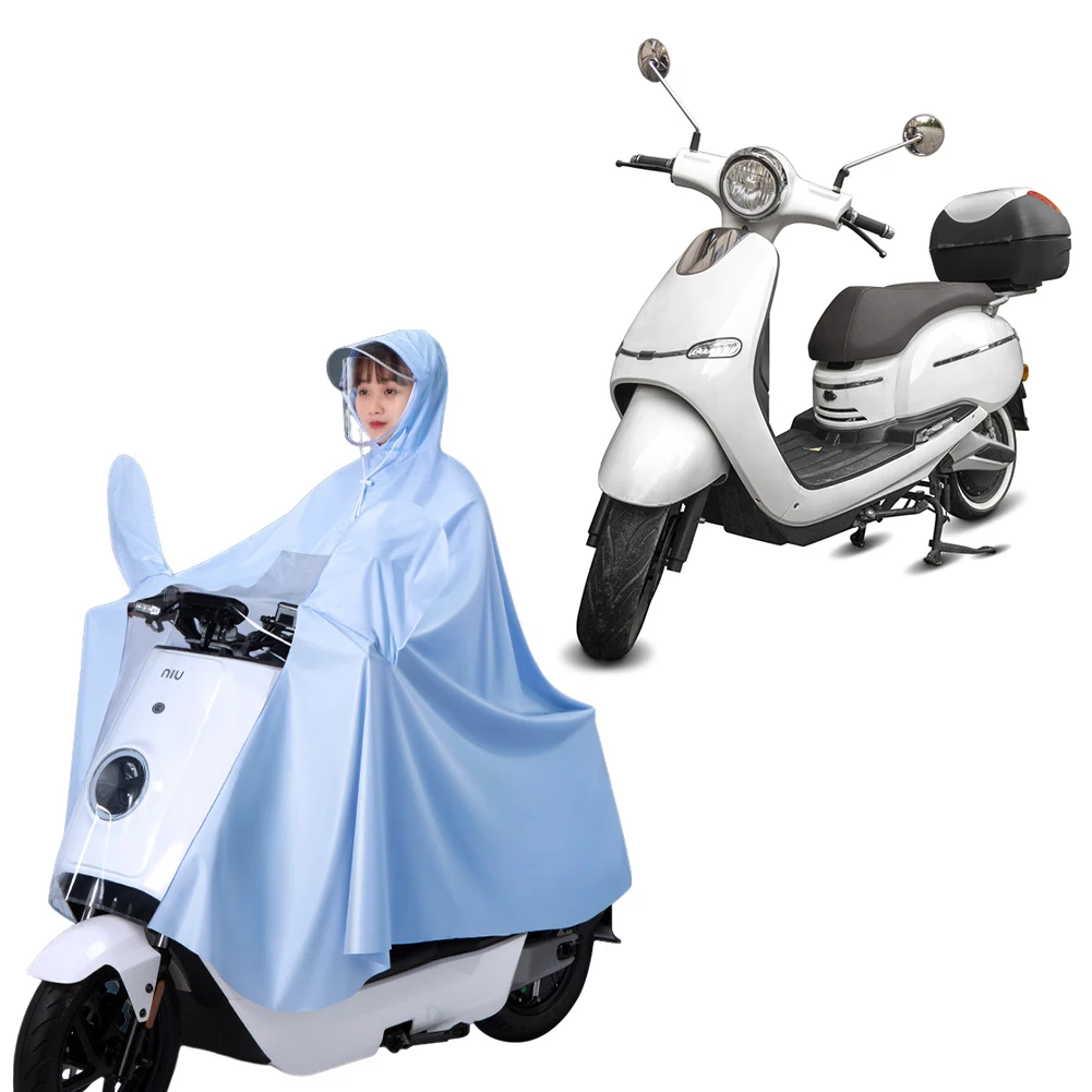 Scooter Motorcycle Raincoat with Mirror Slots Single Person Raincoat Waterproof Scooter Rainwear Cover for Outdoor Riding