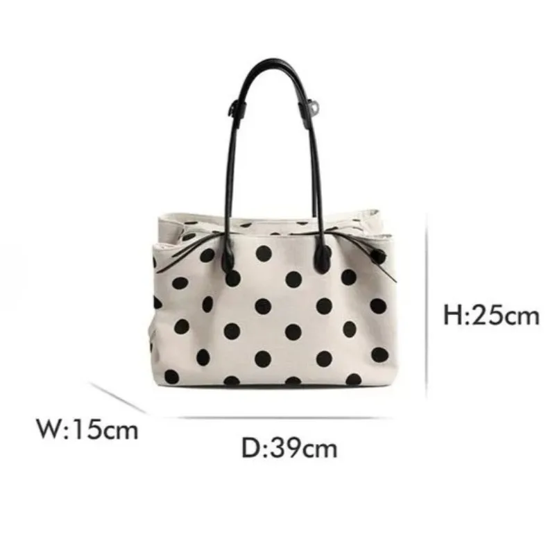 Casual Canvas Polka Dot Pattern Tote Bags For Women Luxury Designer Handbag Purses 2026 New In Large Capacity Underarm Shoulder