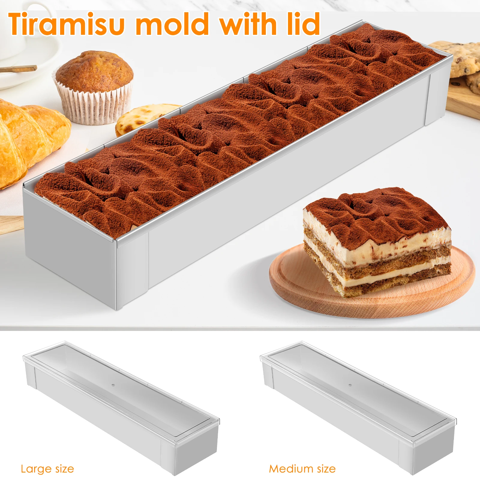 Tiramisu Cake Mold 304 Stainless Steel Removable Non-Stick DIY Cake Mousse Muffin Pan for Home Baking Mousse Mold