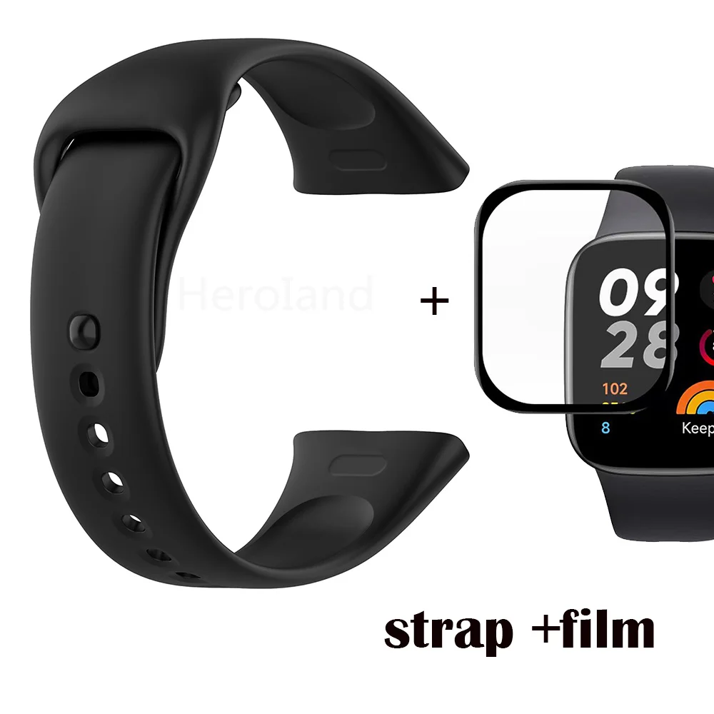 Gelang jam silikon untuk Redmi Watch 3 gelang tali untuk Redmi Watch3 sabuk gelang tali + Aksesori film pelindung