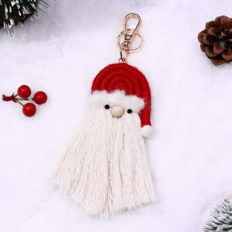 Mini Santa Claus Doll Toys Christmas Woven Keychain Dolls Hanging Pendant Xmas Decorations for Home New Year Navidad Kids Gifts