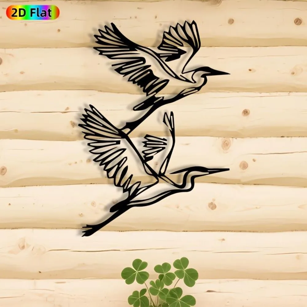 CIFBUY Iron Wall Art Flying Heron Waterproof Sculpture For Home Outdoor Hanging Decor Gift