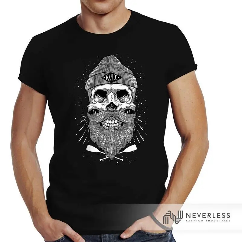 Mens Captain Skull Beard Skull Beard Captain Slim Fit Neverless® T-Shirt