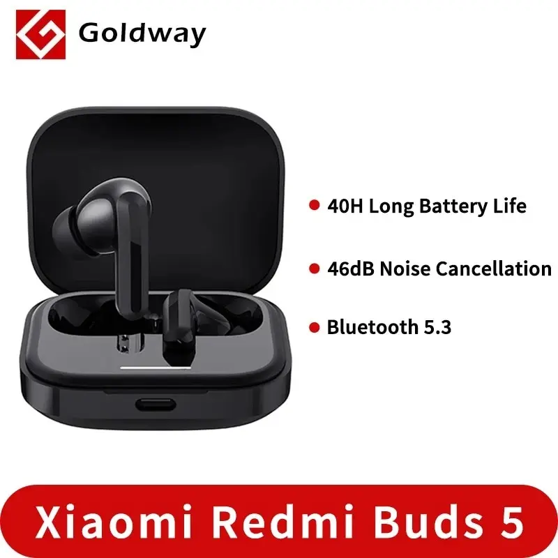 Xiaomi Redmi Buds 5 Earphone Bluetooth 5.3 46dB Active Noise Cancellation 40h Long Battery Life Headset Dual-device Connectivity