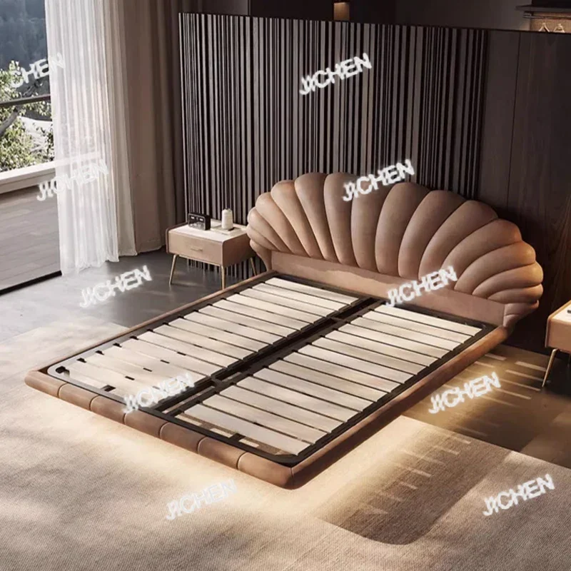 HG تصميم فريد من نوعه سرير مزدوج أوروبي الحد الأدنى الحديثة العائمة إطار سرير مزدوج الملك الحجم العائمة كاما الأثاث الزوجي H #6