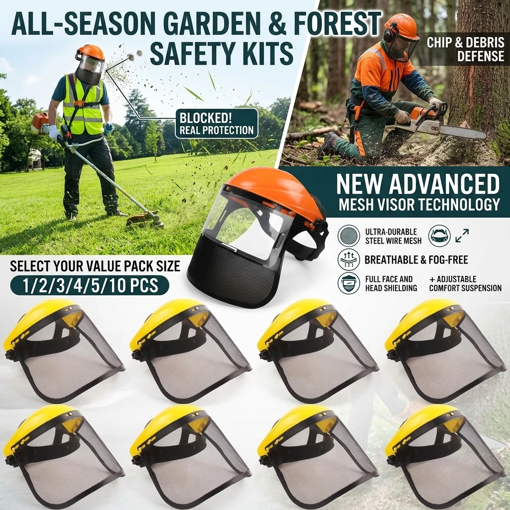 1-10PCS Garden Grass Trimmer Safety Helmet Hat With Full Face Mesh Protective Mask For Logging Brush Cutter Forestry Protection