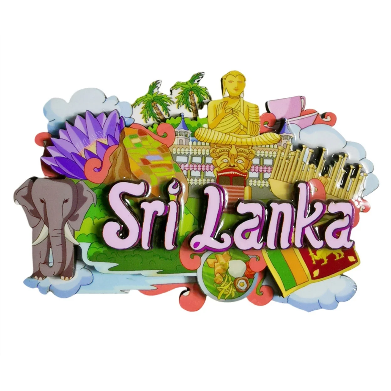 سريلانكا ثلاثية الأبعاد مغناطيس الثلاجة هدية تذكارية ، الخشب اليدوية سريلانكا مغناطيس الثلاجة مجموعة ديكور المنزل #1