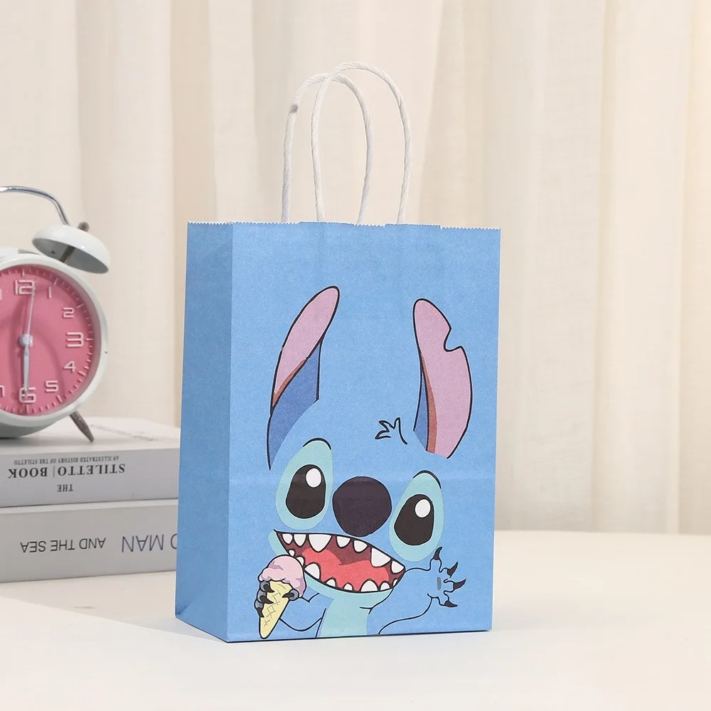 1/3/6Pcs Disney Lilo & Stitch Theme Cute Angel Paper Gift Bags Candy Biscuit Bag Tote Bags Birthday Party Baby Shower Supplies