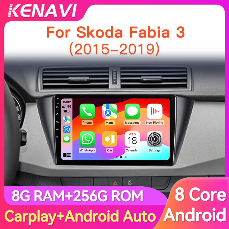 2Din Car Stereo Radio For Skoda Fabia 3 III 2015-2019 Lntelligent Multimedia Video Player Carplay Android Auto Head Unit Screen