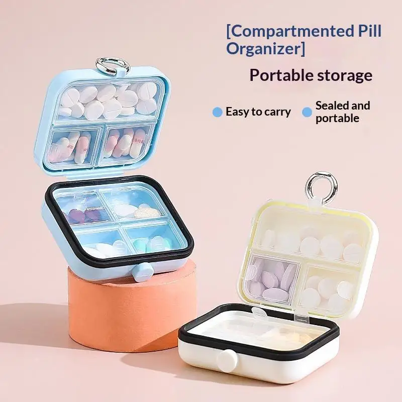Mini 7 Grids Portable Pill Box Double Sealed Medicine Storage Case Week Long Day Divided Lockable  Organizer Weekly Pill Box