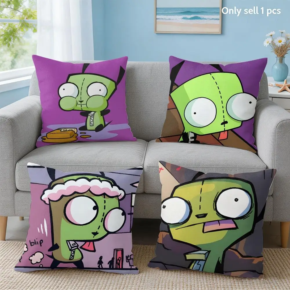 Anime Gir I-invader Zim Cushion Cover Soft Short Plush Throw Pillow Cover Hidden Zipper Cutecore Sofa Bedroom Home Decor