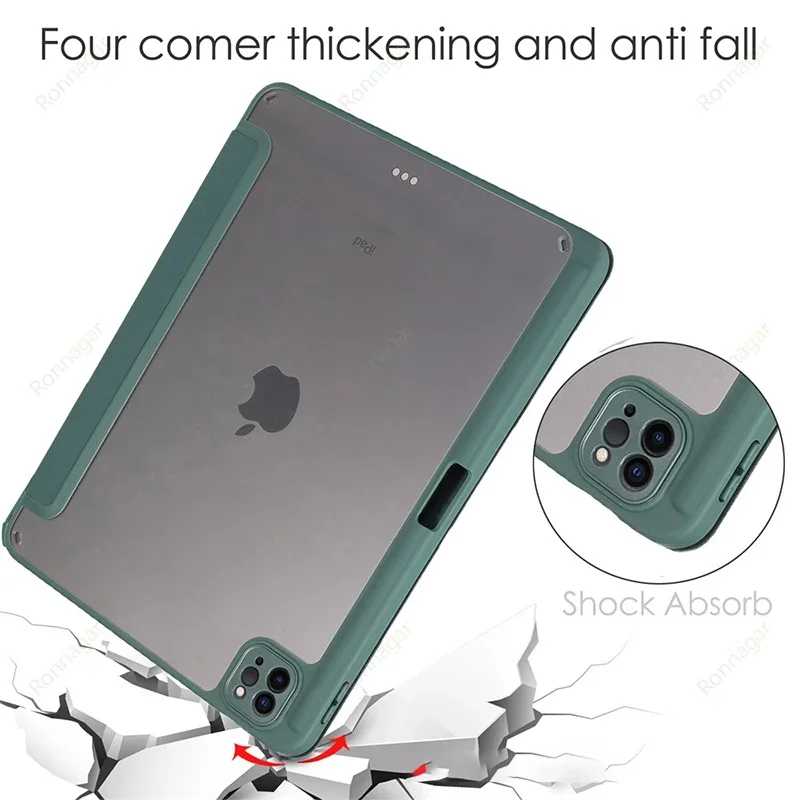 Crystal Clear Y-Fold Case with Pen Holder – Compatible with IPad 11/10/9/8/7, Air 10.9/11, Mini 6/7th Gen, and Pro 11 Inch