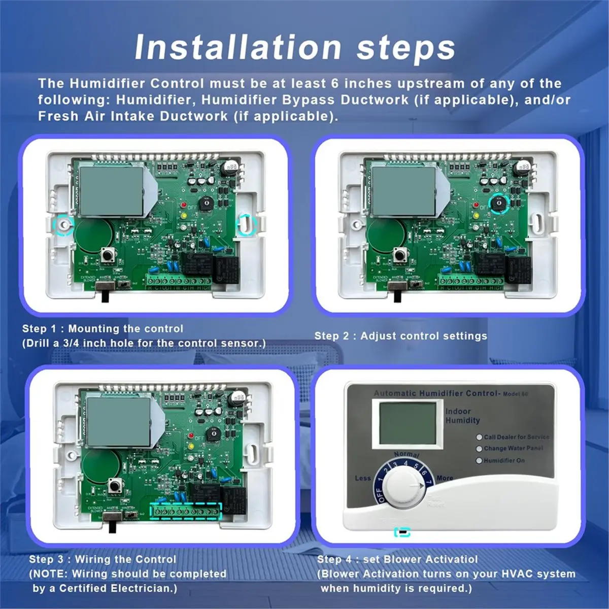 New Electronics Model 60 Digital Automatic Humidifier Control for 400 500 600 700 Series Whole-House Humidifiers