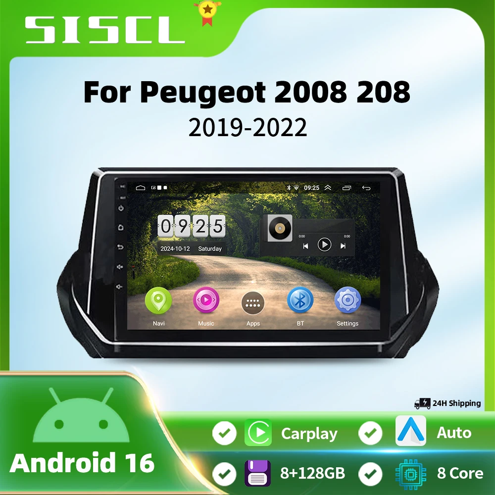 Android 1 for Peugeot 2008 208 2019 - 2020 Car Radio Multimedia carplay 2 Din Player Navigation GPS WIFI Head Unit Autoradio