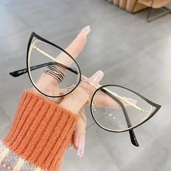 New in Metal Frame Vintage Anti Blue Light Cat Eye Glasses Women Luxury Brand Designer Popular Myopia Prescription Optical Frame