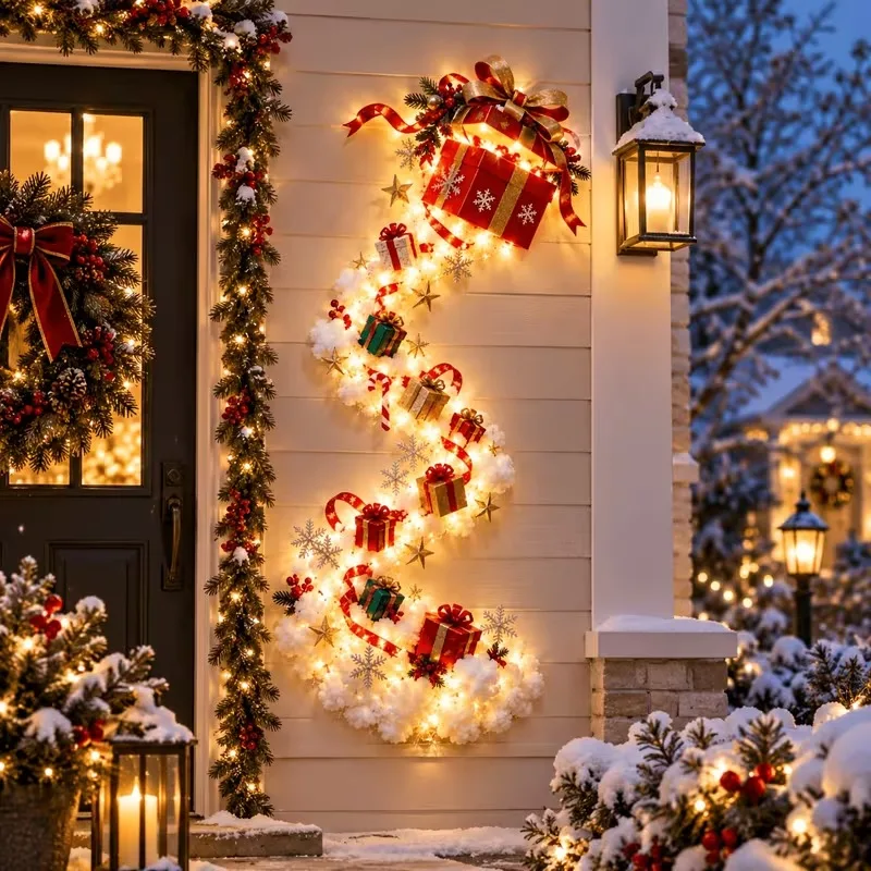 Christmas Magic Trail Wall Lamp LED Warm Light for Hallway Room Bedroom Living Area Holiday Xmas Winter Home Decor
