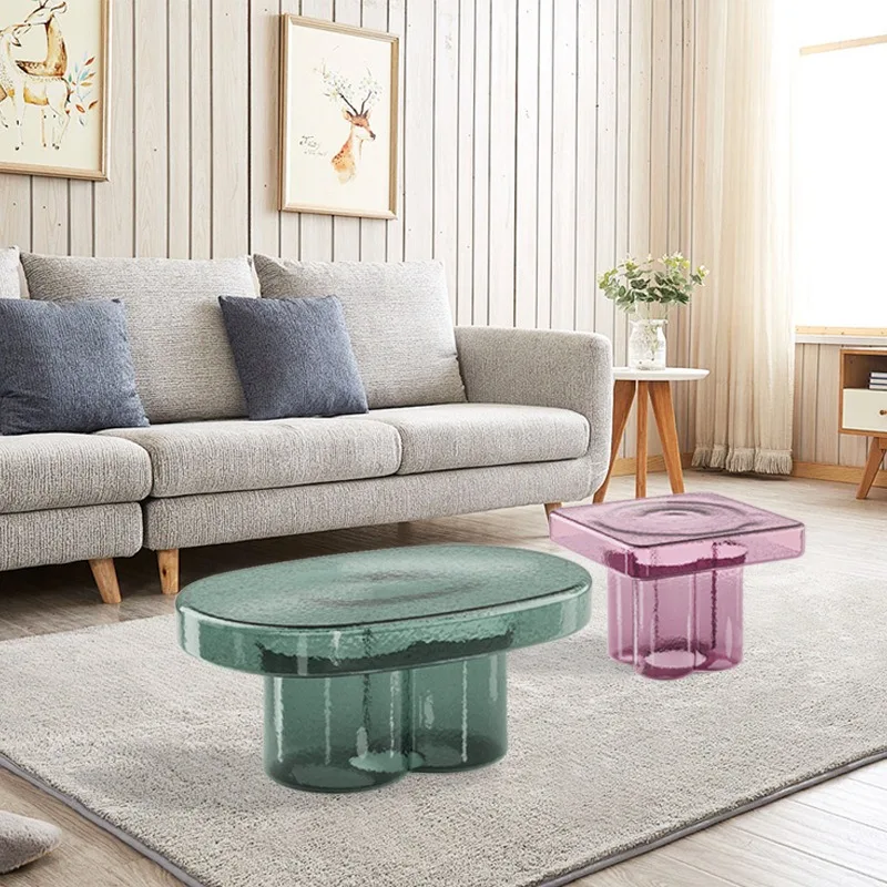 table light luxury modern living room household small apartment petal tea table Nordic creative high transparent edge
