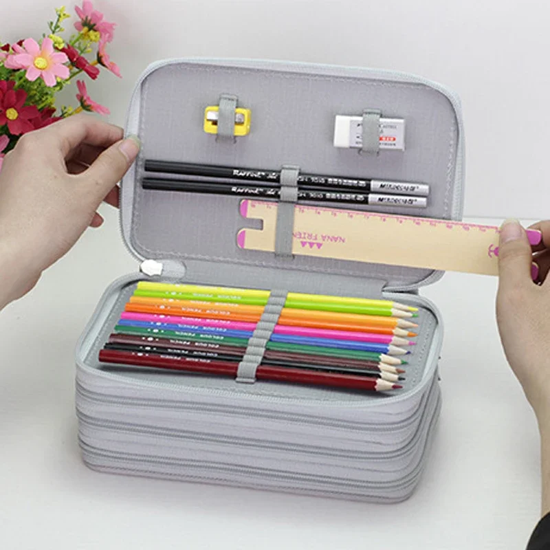 32/48/72 Holes Pencil Case for Colored Pencils Multifunction Large Capacity Art Drawing Pen Storage Bag School Stationery